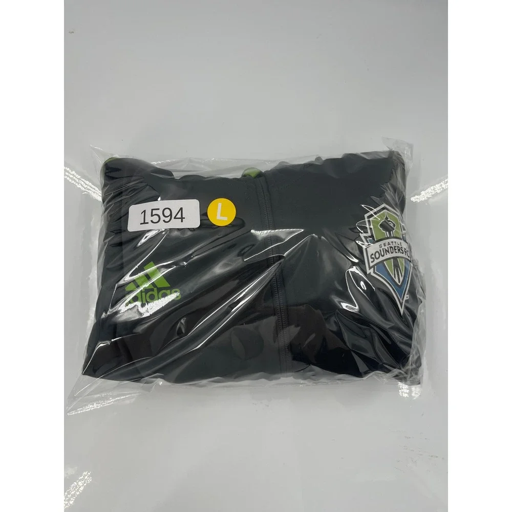 Adidas Seattle Sounders FC MLS Full Zip Hoodie Mens Large Black Green Jacket